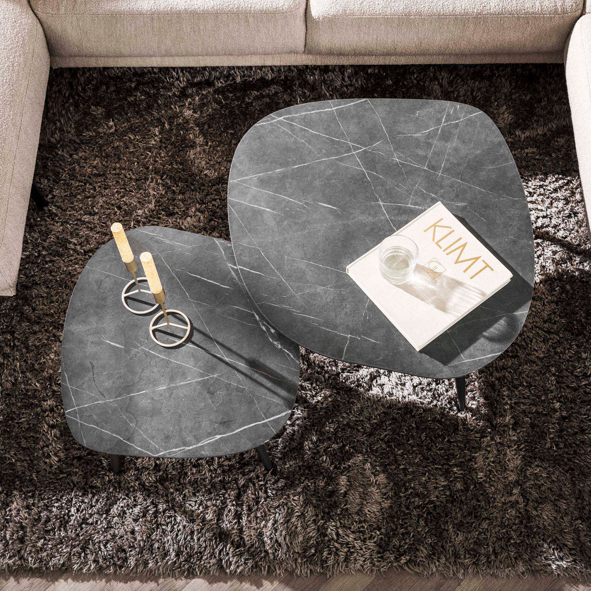 Couchtisch – 85×79×40 cm – 3D Melamin graphite | Modell N0308