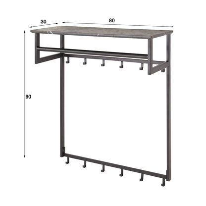 Garderobe – hutablage 6 haken – 80×30×90 cm – 3D Melamin graphite | Modell N0310
