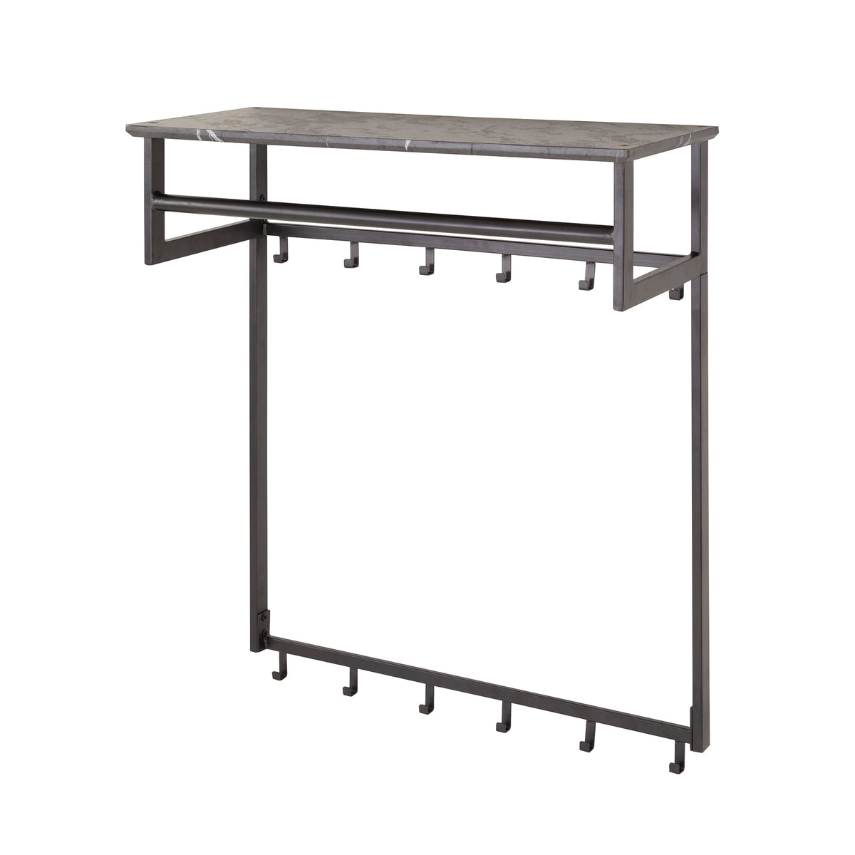 Garderobe – hutablage 6 haken – 80×30×90 cm – 3D Melamin graphite | Modell N0310