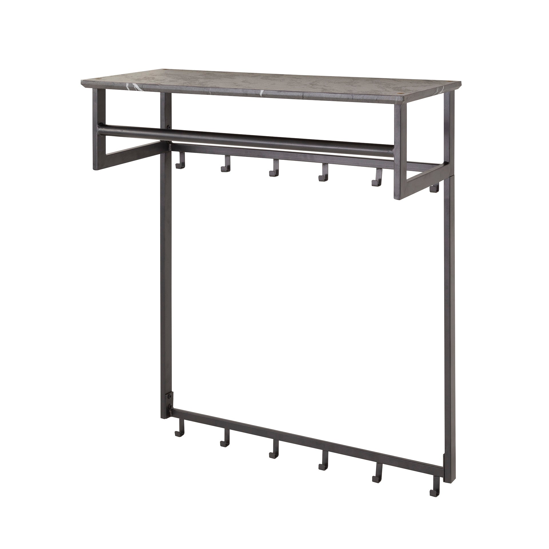 Garderobe – hutablage 6 haken – 80×30×90 cm – 3D Melamin graphite | Modell N0310