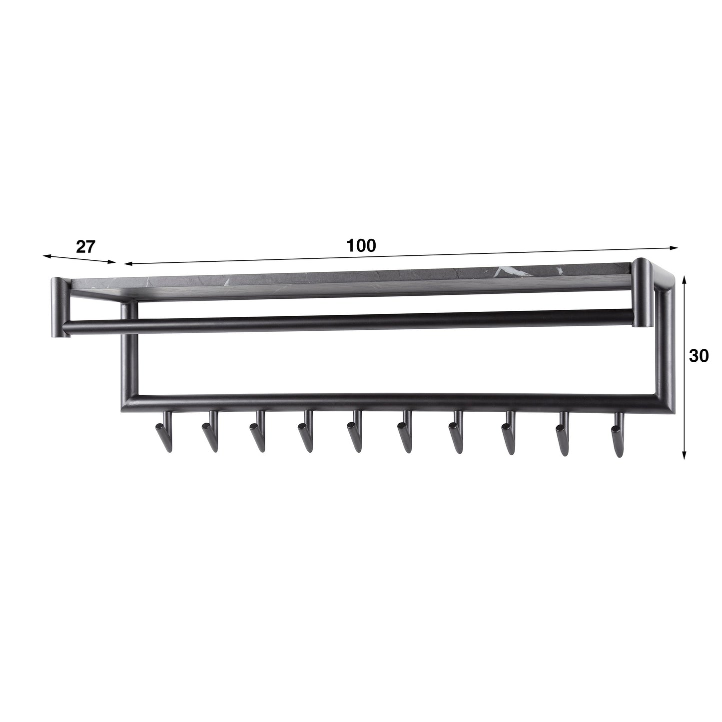 Garderobe – hutablage – 100×27×30 cm – 3D Melamin graphite | Modell N0311