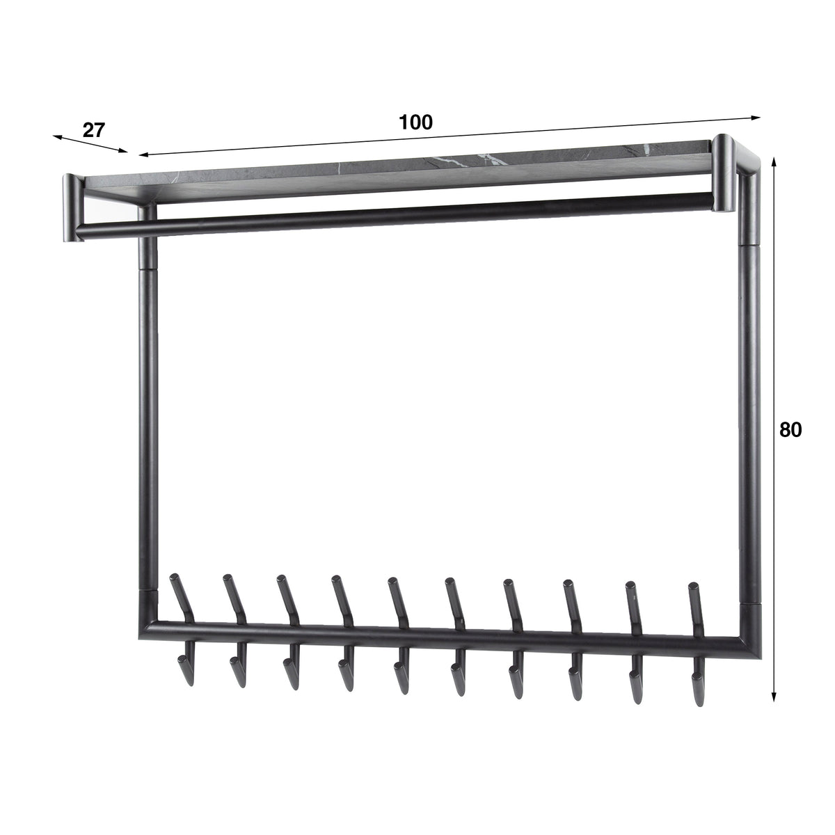 Garderobe – hutablage – 100×27×80 cm – 3D Melamin graphite | Modell N0312