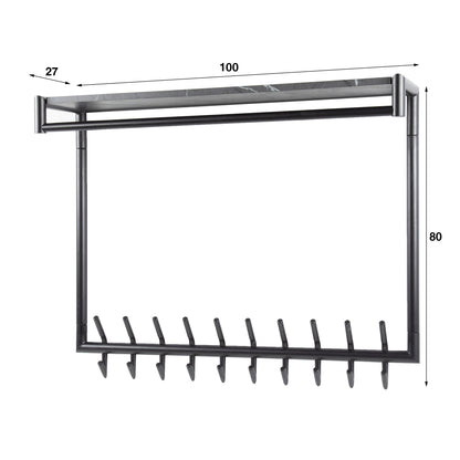 Garderobe – hutablage – 100×27×80 cm – 3D Melamin graphite | Modell N0312