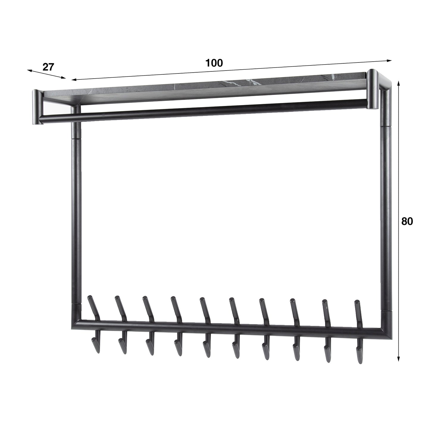Garderobe – hutablage – 100×27×80 cm – 3D Melamin graphite | Modell N0312