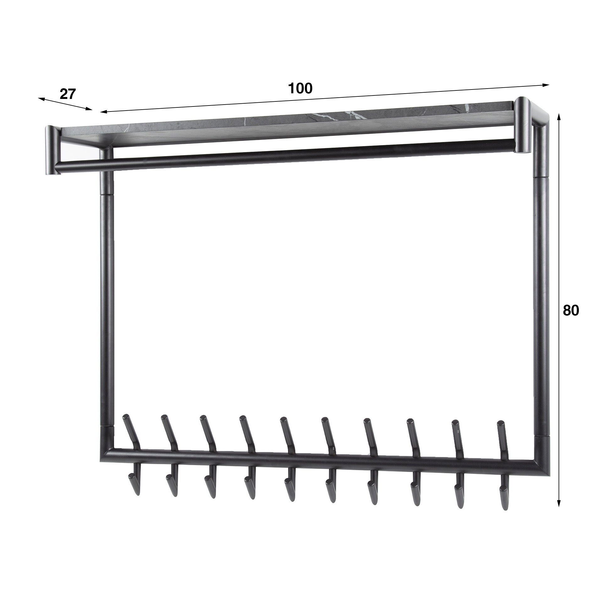 Garderobe – hutablage – 100×27×80 cm – 3D Melamin graphite | Modell N0312