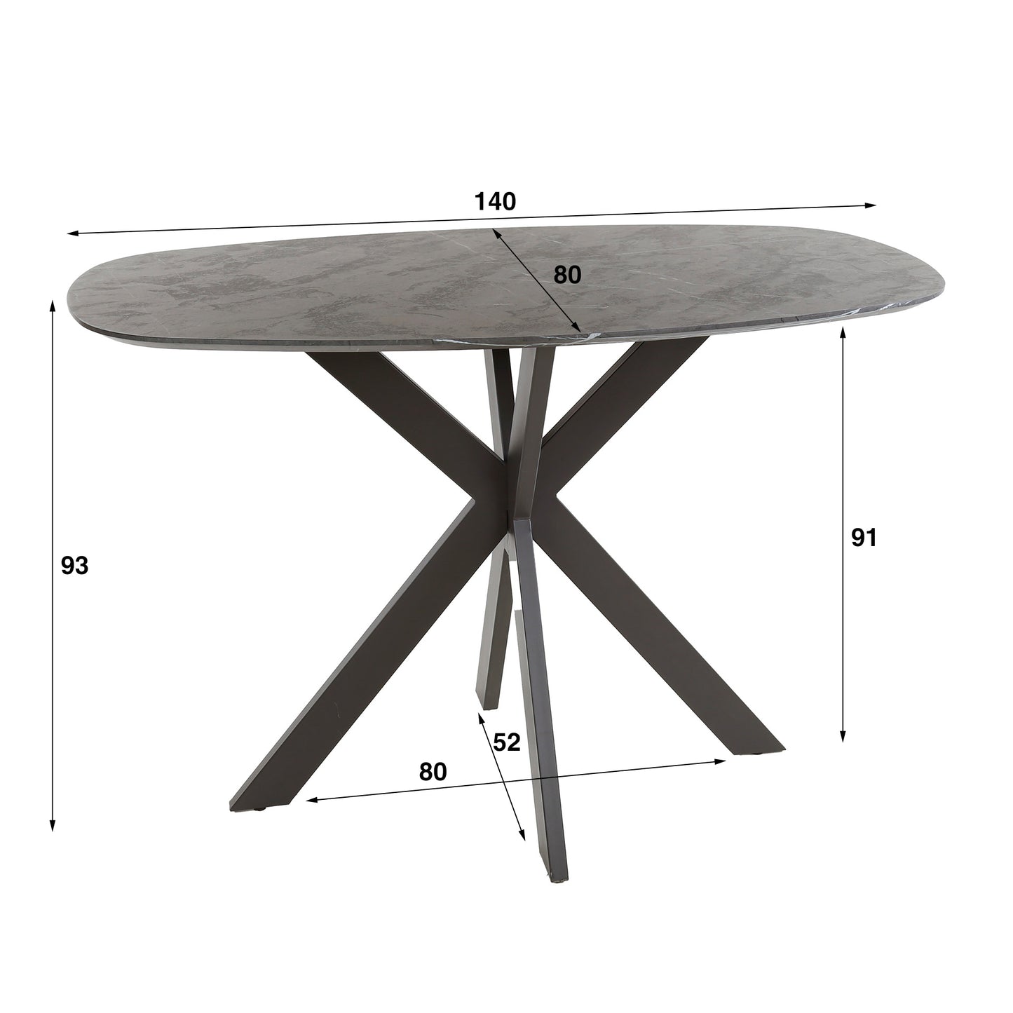 Bartisch – dänisch oval oval – 140×80×93 cm – 3D Melamin graphite | Modell N0314