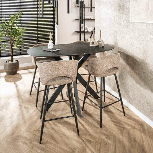 Bartisch – dänisch oval oval – 140×80×93 cm – 3D Melamin graphite | Modell N0314
