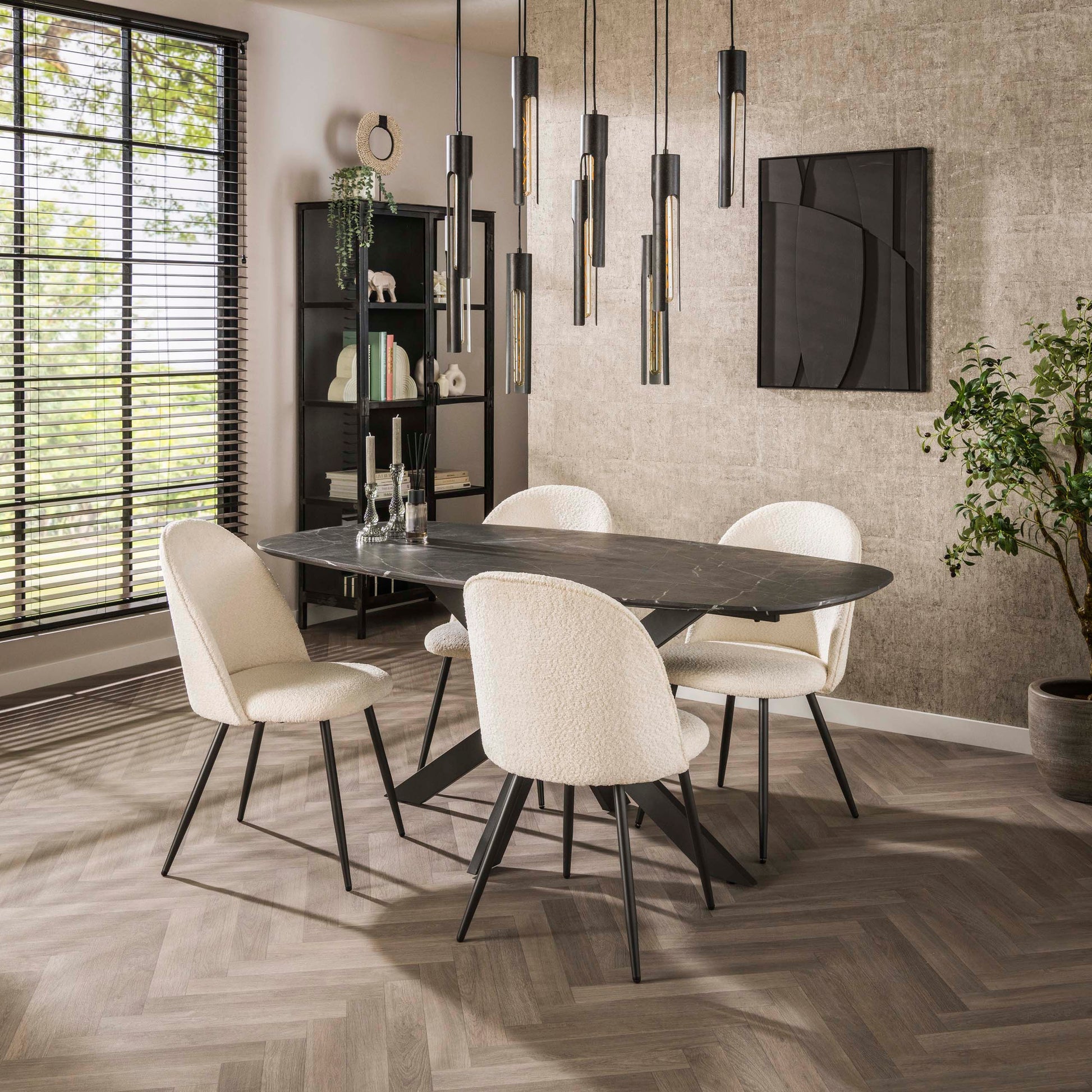 Esstisch – dänisch oval oval – 180×90×77 cm – 3D Melamin graphite | Modell N0315