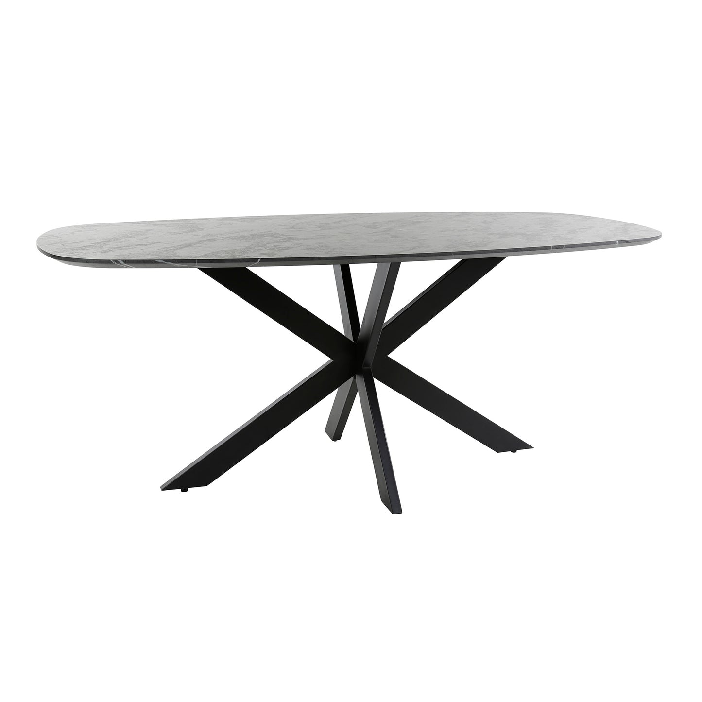 Esstisch – dänisch oval oval – 180×90×77 cm – 3D Melamin graphite | Modell N0315