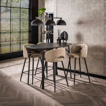 Bartisch – dänisch oval oval – 140×75×92 cm – 3D Melamin graphite | Modell N0317