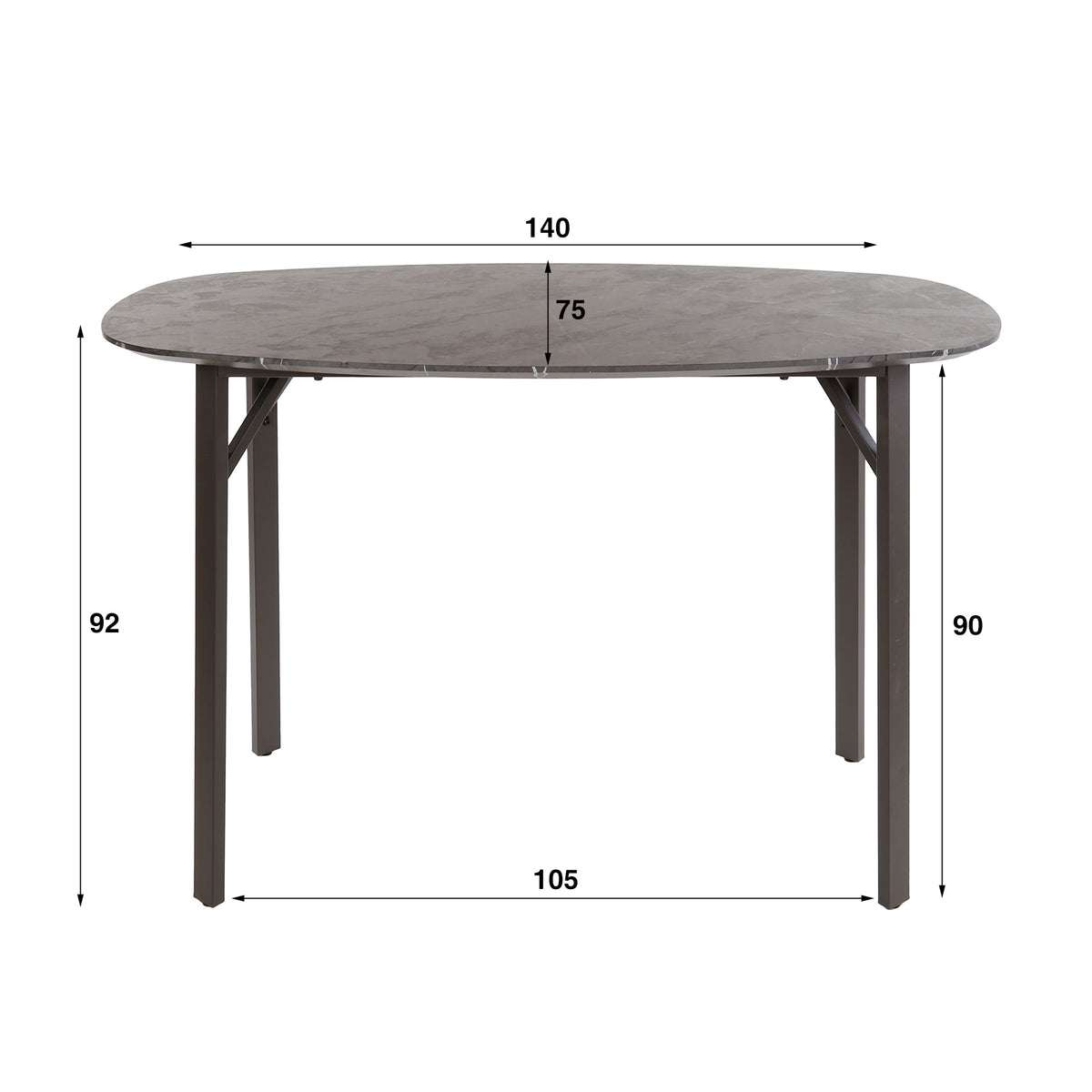 Bartisch – dänisch oval oval – 140×75×92 cm – 3D Melamin graphite | Modell N0317