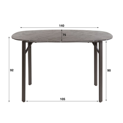 Bartisch – dänisch oval oval – 140×75×92 cm – 3D Melamin graphite | Modell N0317