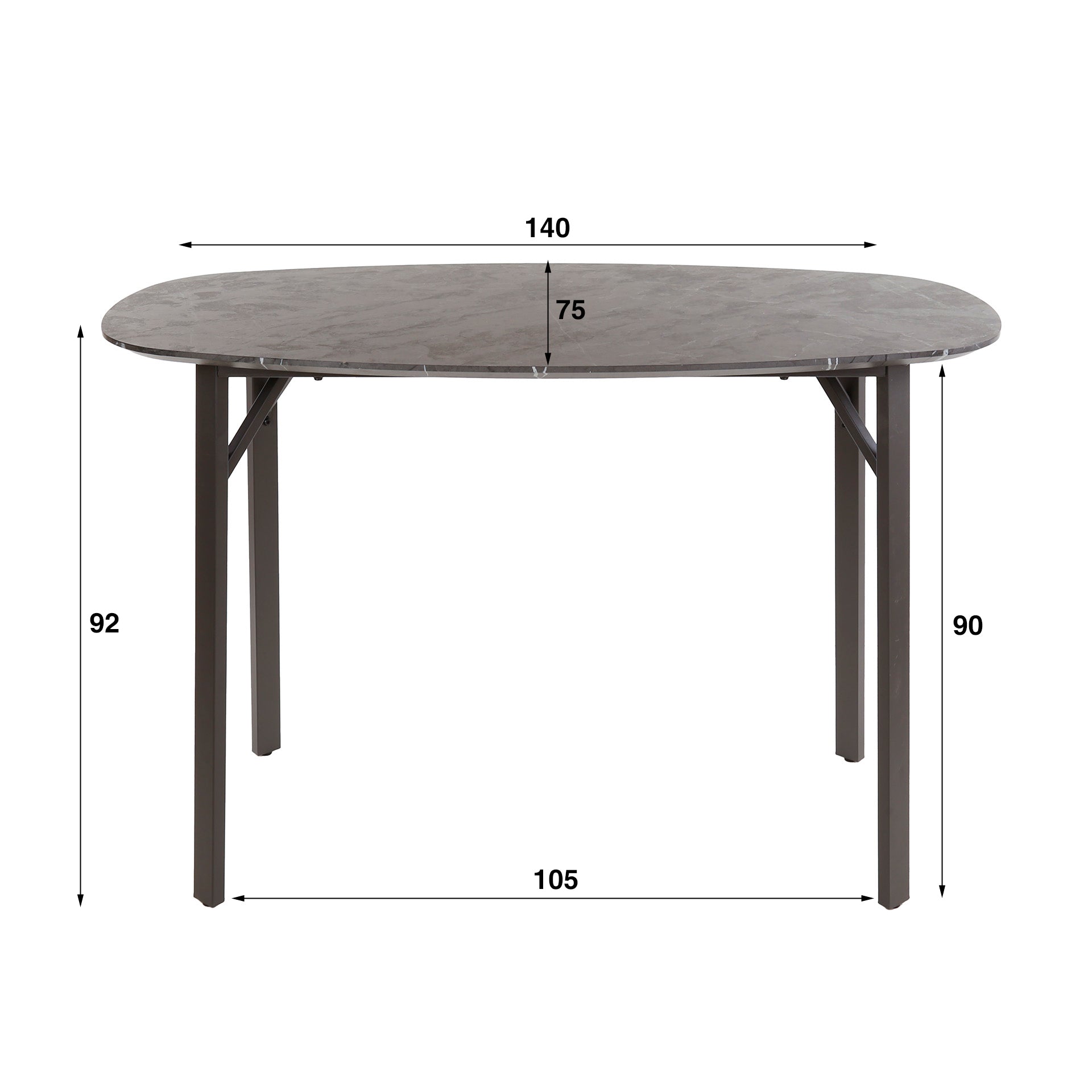 Bartisch – dänisch oval oval – 140×75×92 cm – 3D Melamin graphite | Modell N0317