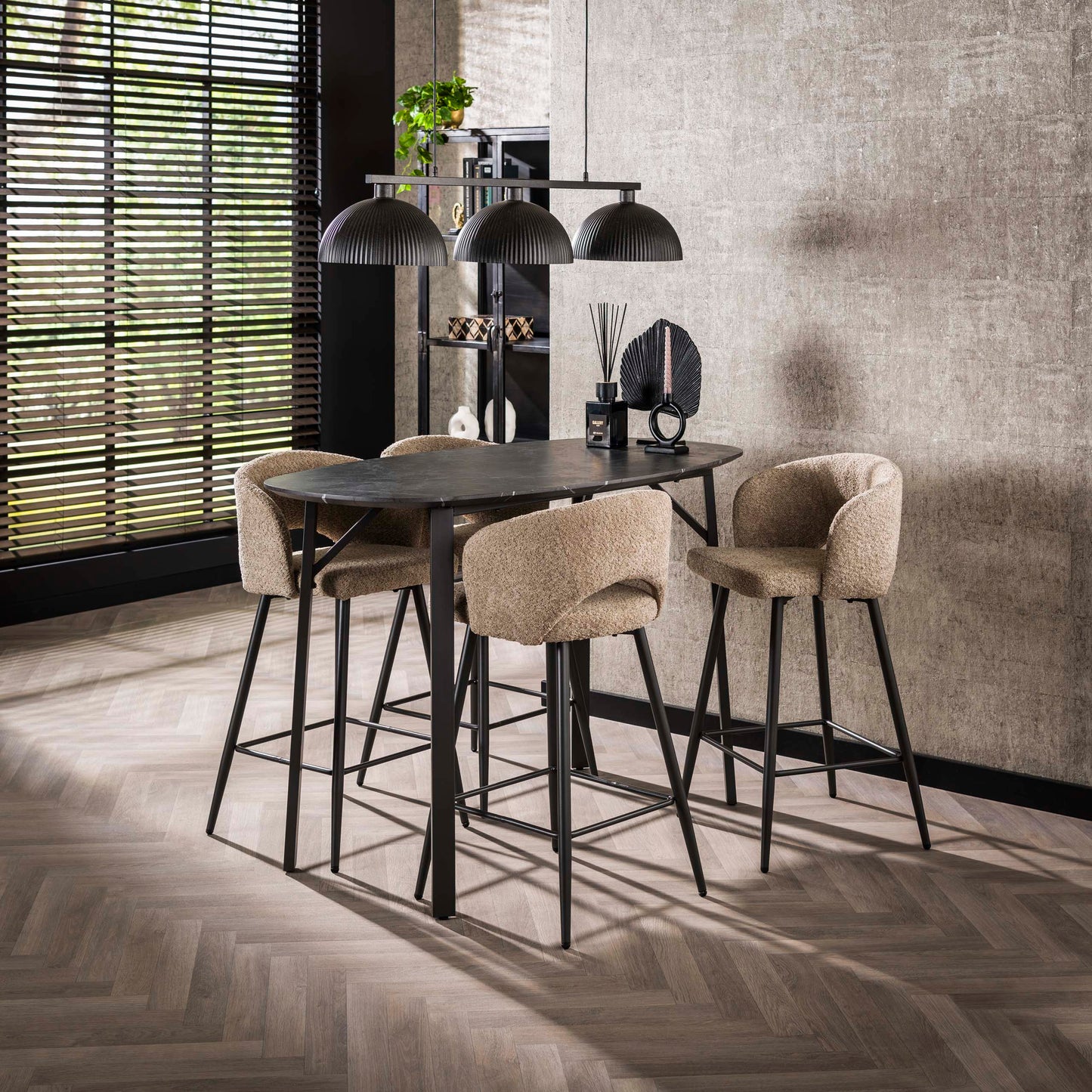 Bartisch – dänisch oval oval – 140×75×92 cm – 3D Melamin graphite | Modell N0317