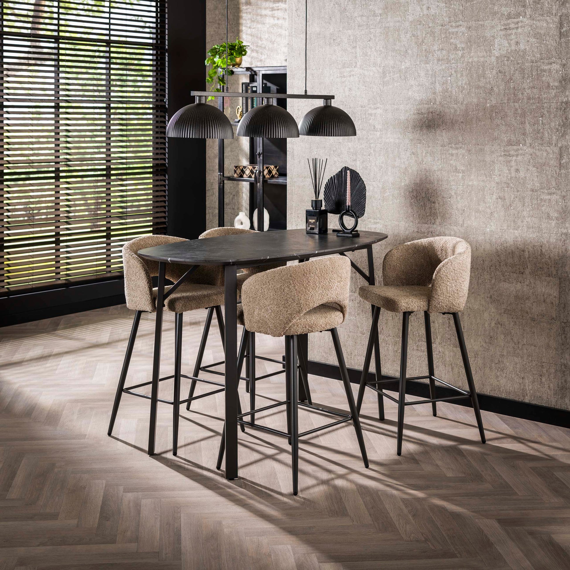Bartisch – dänisch oval oval – 140×75×92 cm – 3D Melamin graphite | Modell N0317