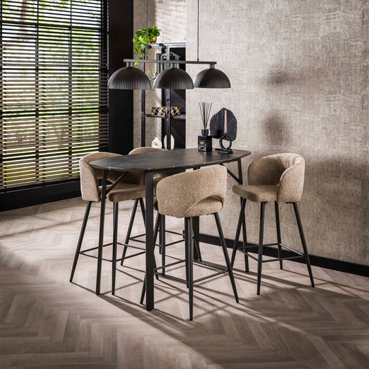 Bartisch – dänisch oval oval – 140×75×92 cm – 3D Melamin graphite | Modell N0317