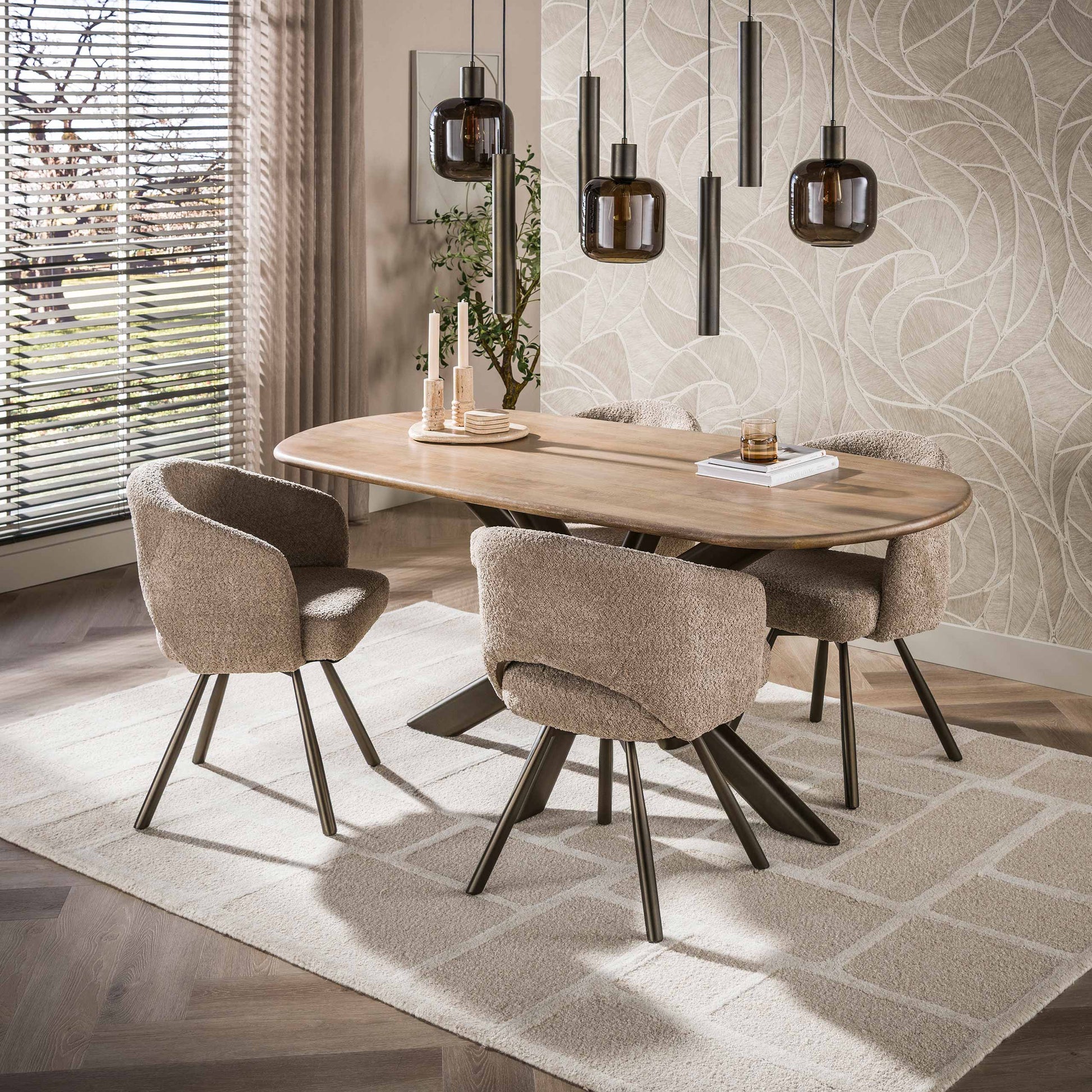Esstisch – oval – 180×95×76 cm – Massiv Mango sand | Modell N0318