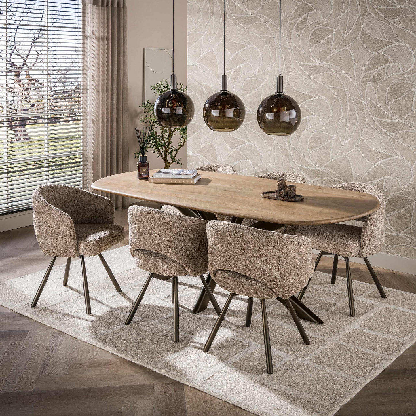 Esstisch – oval – 215×105×76 cm – Massiv Mango sand | Modell N0319