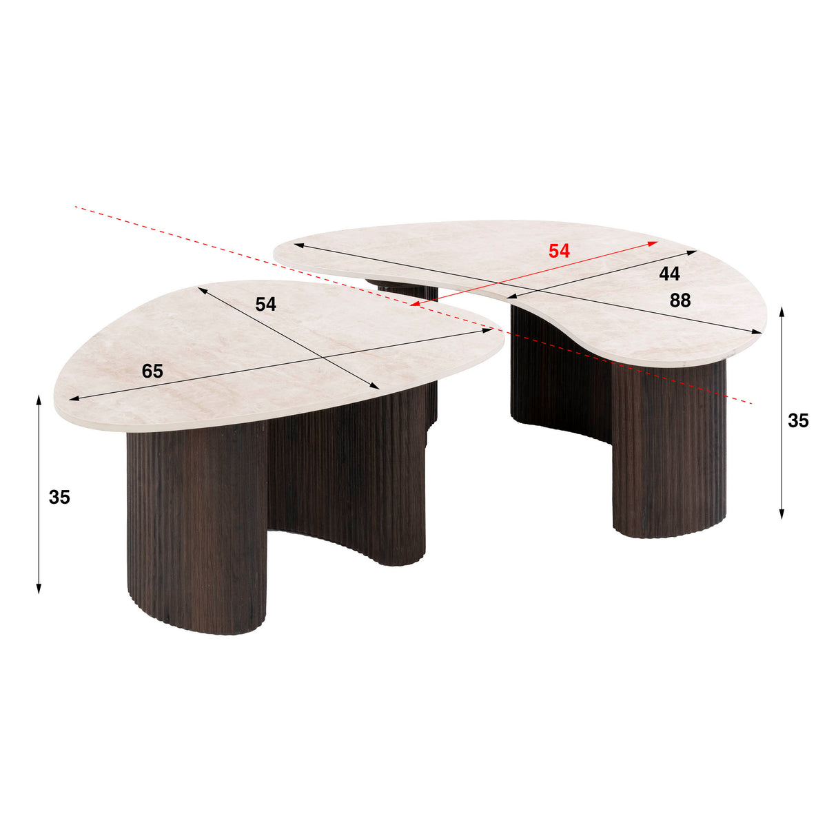Couchtisch – organisch – 88×54×35 cm – 3D Keramik Taj Mahal | Modell N0322