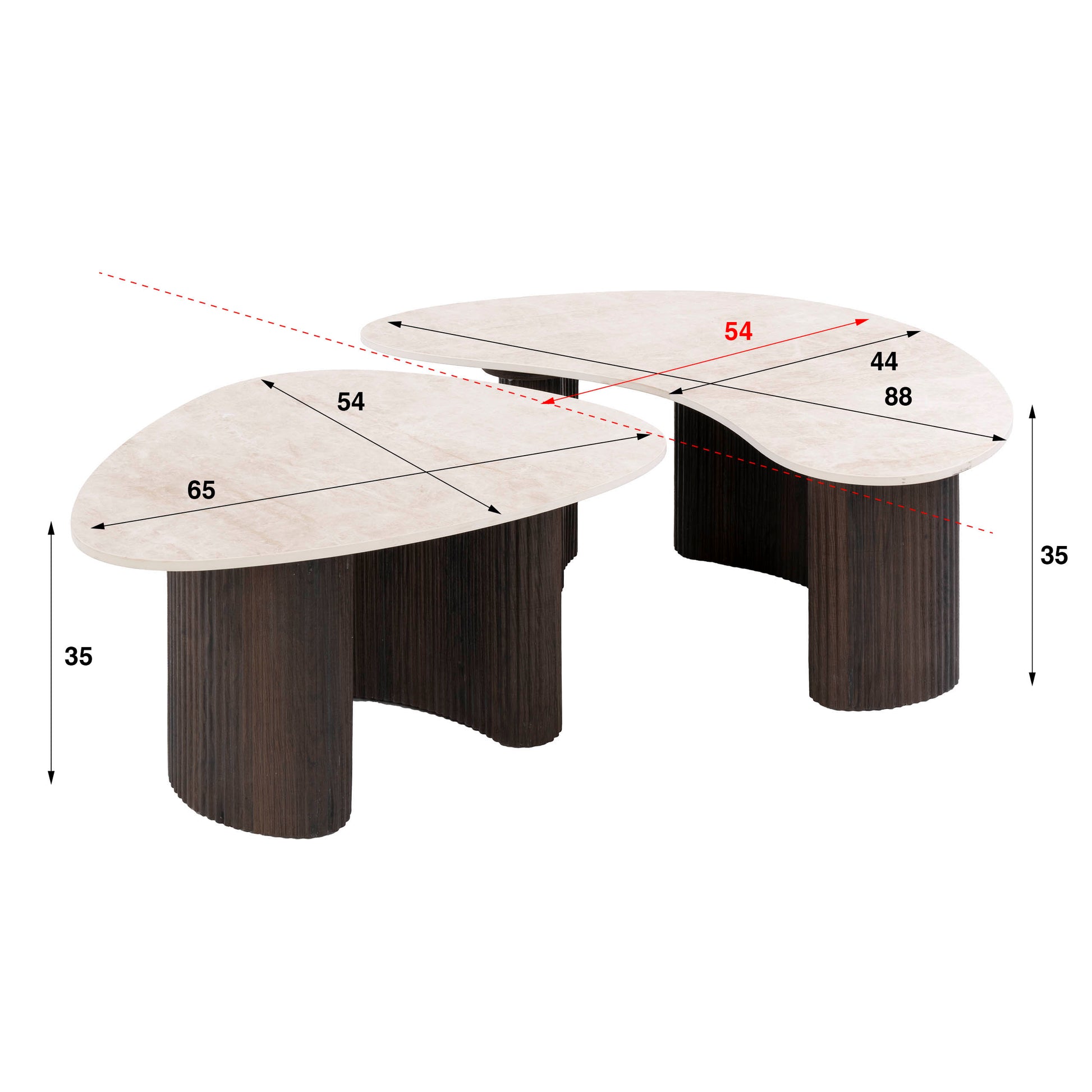 Couchtisch – organisch – 88×54×35 cm – 3D Keramik Taj Mahal | Modell N0322