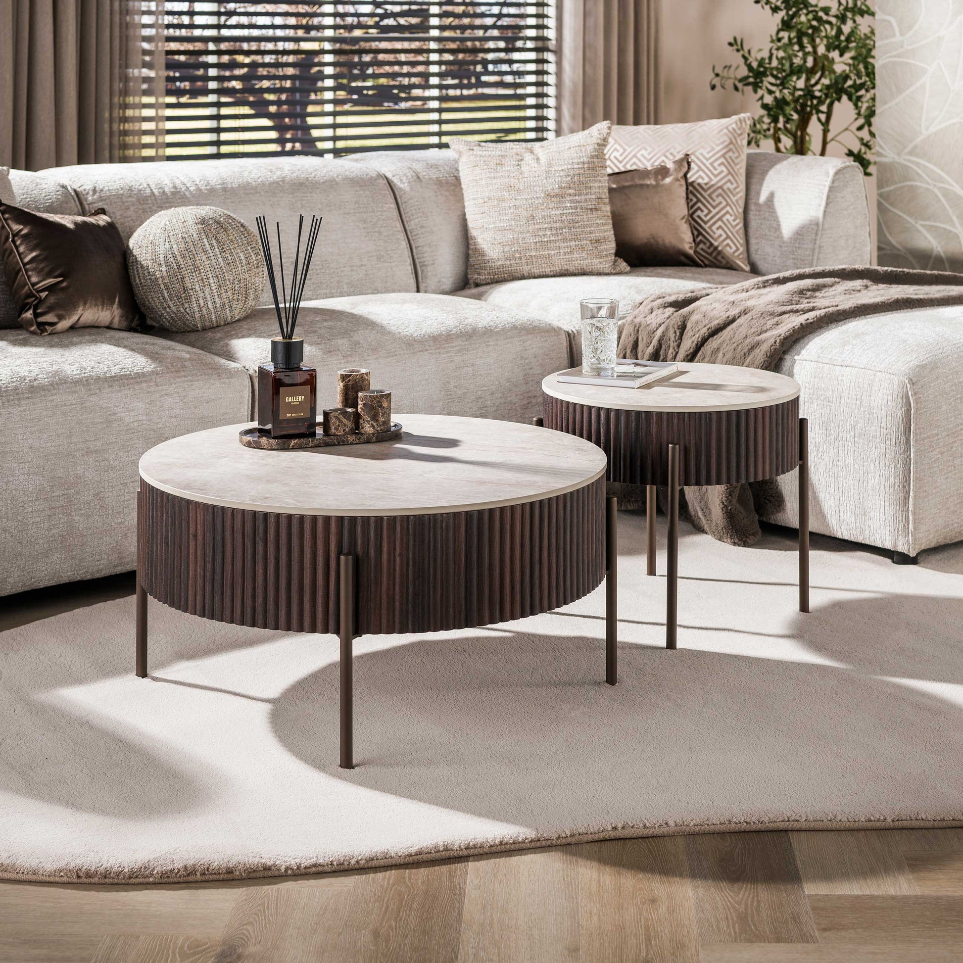 Couchtisch – rund – 80×80×40 cm – 3D Keramik Taj Mahal | Modell N0324