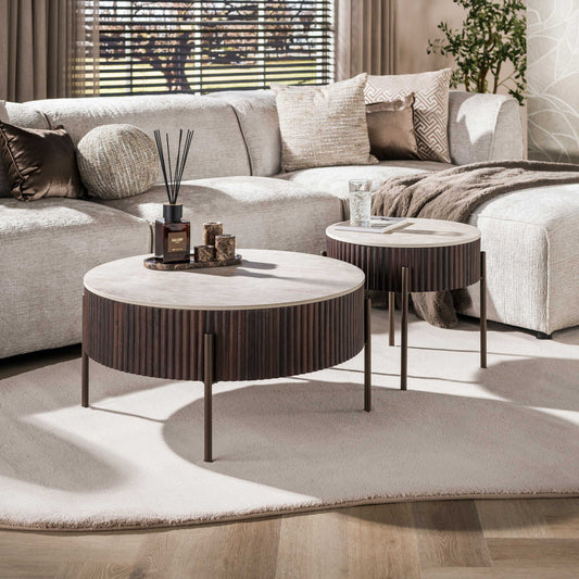 Couchtisch – rund – 80×80×40 cm – 3D Keramik Taj Mahal | Modell N0324