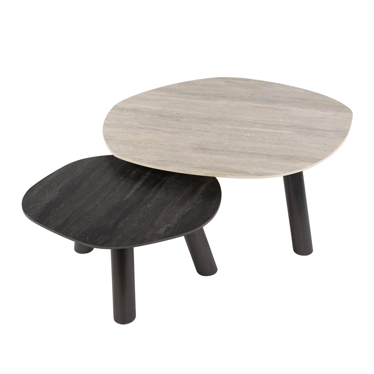 Couchtisch – 100×87×41 cm – 3D Keramik travertin schwarz/grau | Modell N0328