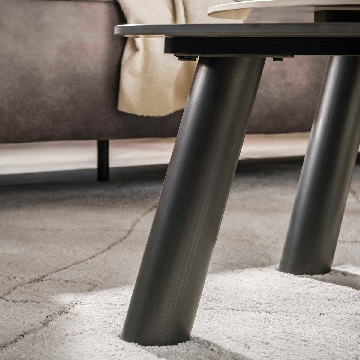 Couchtisch – 100×87×41 cm – 3D Keramik travertin schwarz/grau | Modell N0328