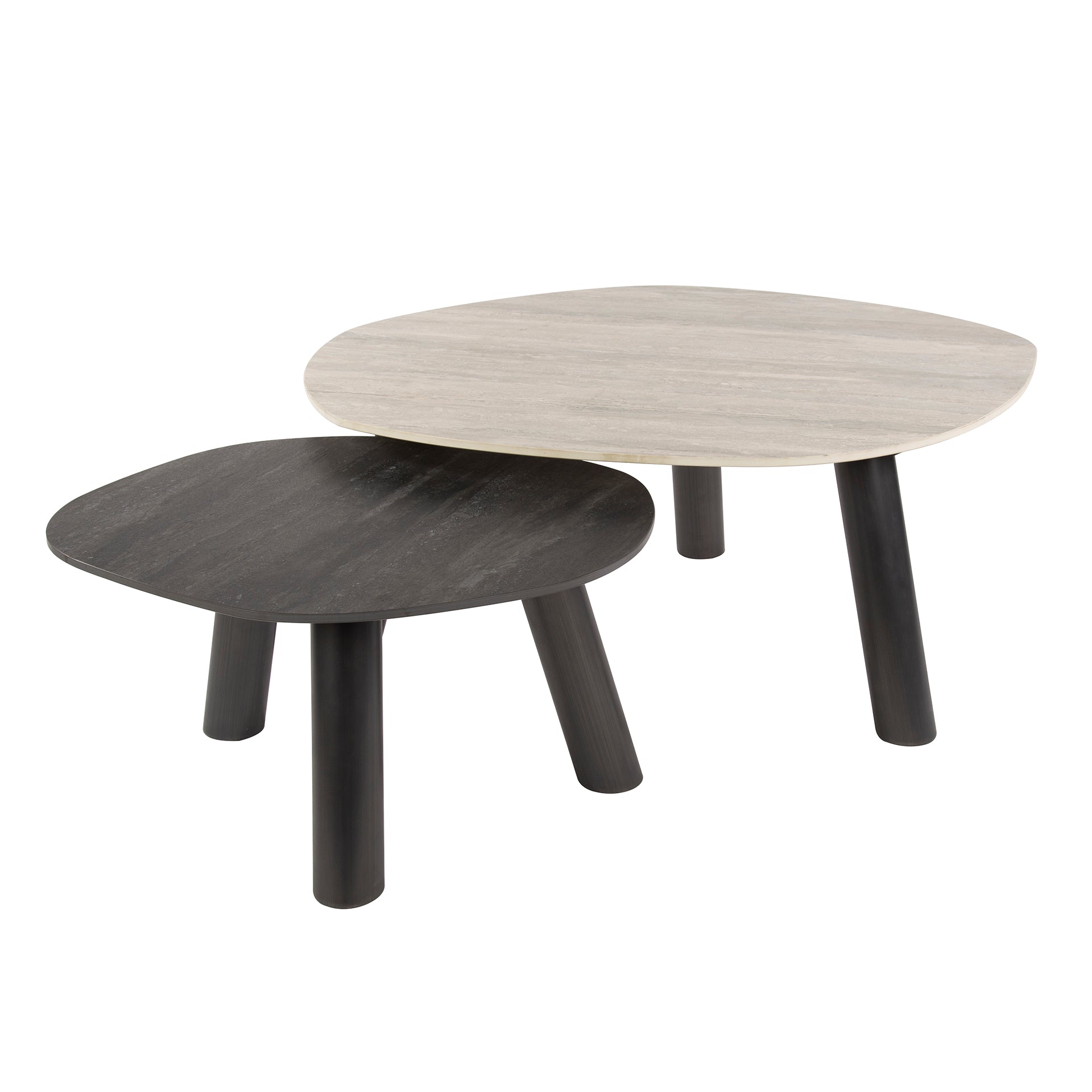 Couchtisch – 100×87×41 cm – 3D Keramik travertin schwarz/grau | Modell N0328