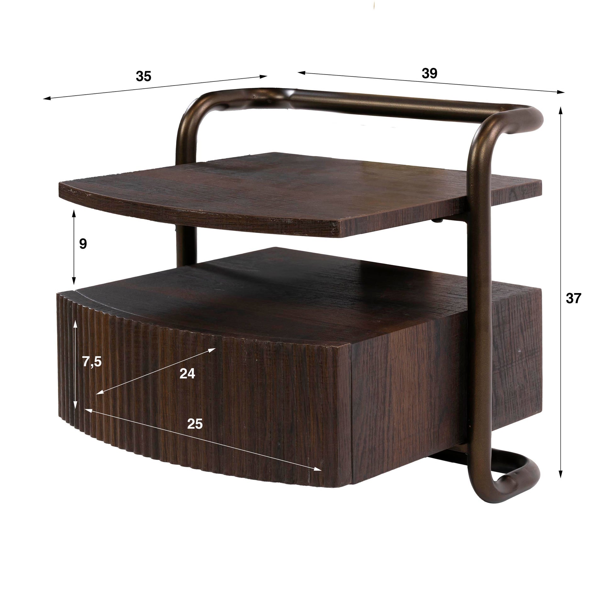 Nachttisch – 39×35×37 cm – 3D Eiche dunkelbraun | Modell N0330