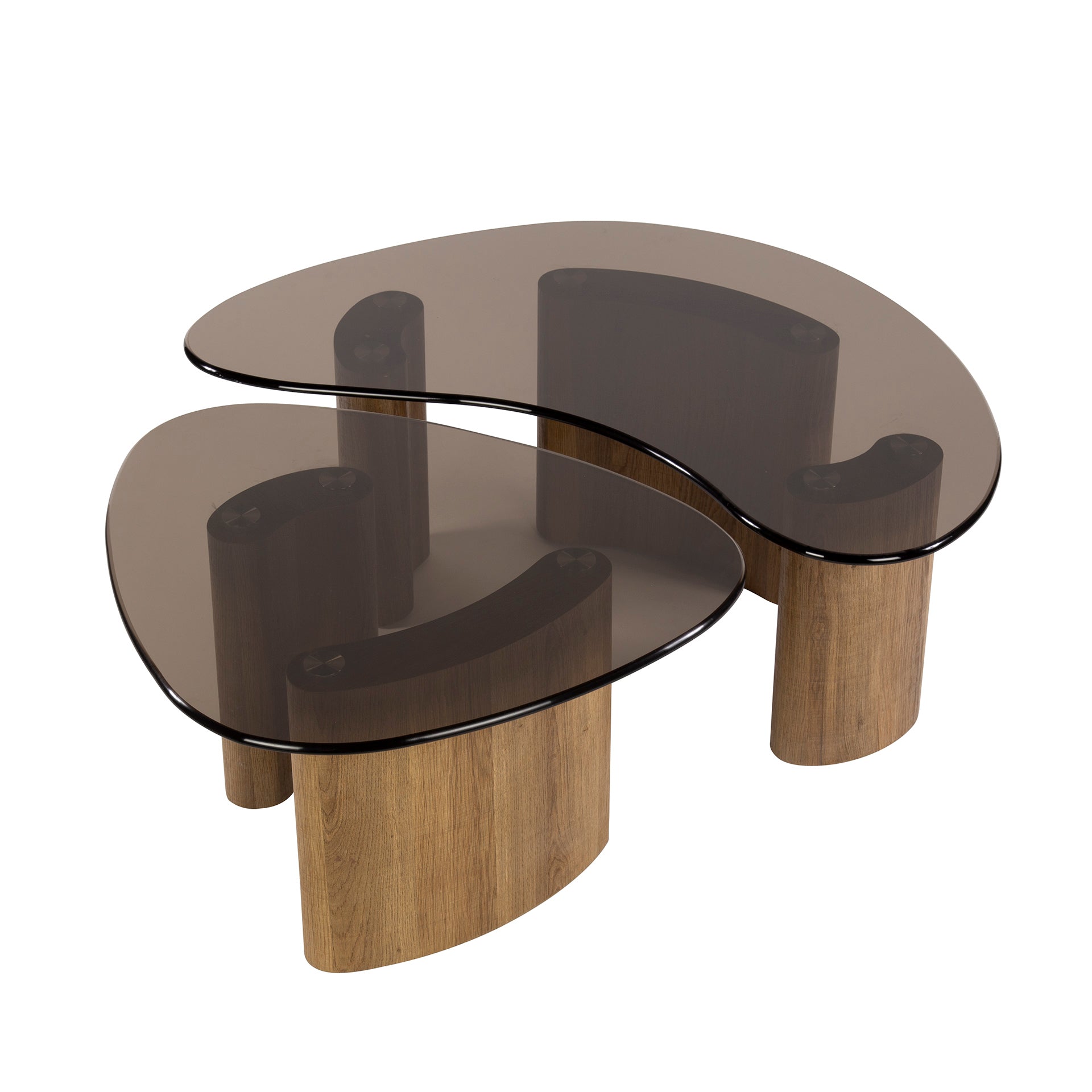 Couchtisch – organisch – 87×53×35 cm – Bronzefarbenes Glas | Modell N0332
