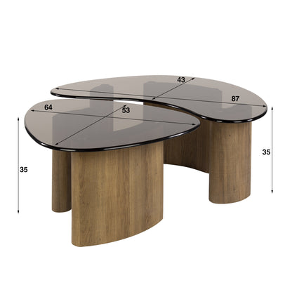 Couchtisch – organisch – 87×53×35 cm – Bronzefarbenes Glas | Modell N0332