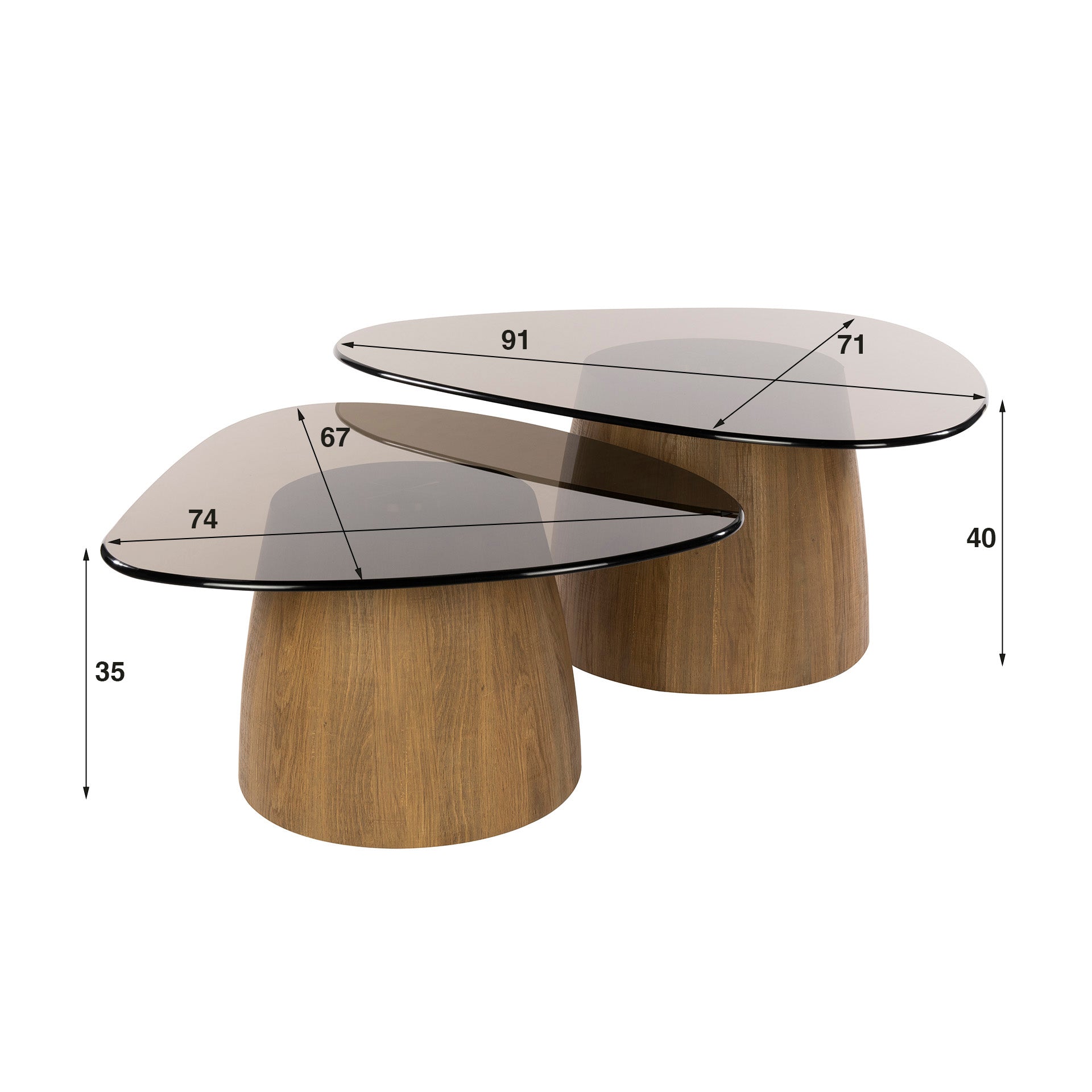 Couchtisch – 91×71×40 cm – Bronzefarbenes Glas | Modell N0333