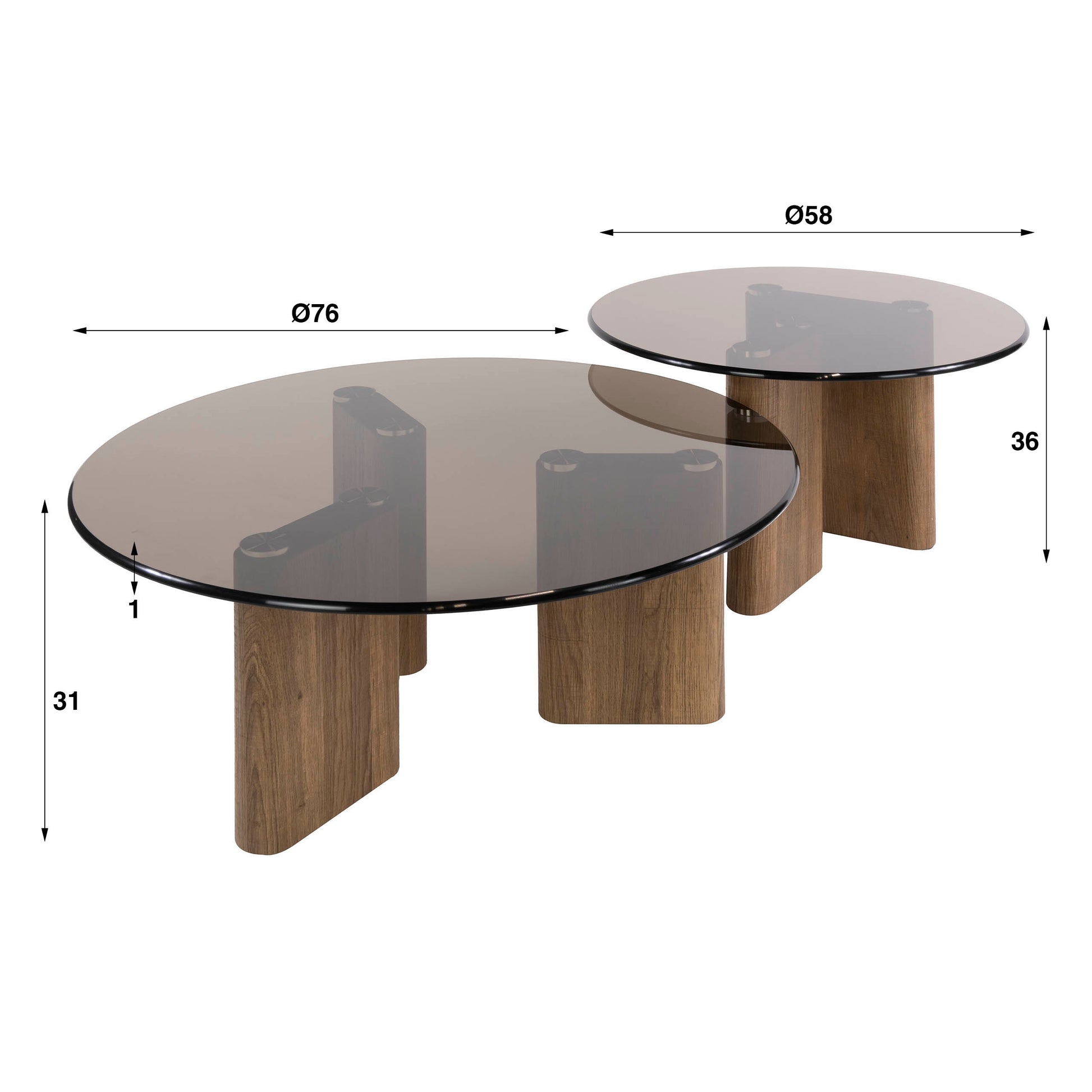 Couchtisch – rund – 76×76×31 cm – Bronzefarbenes Glas | Modell N0334