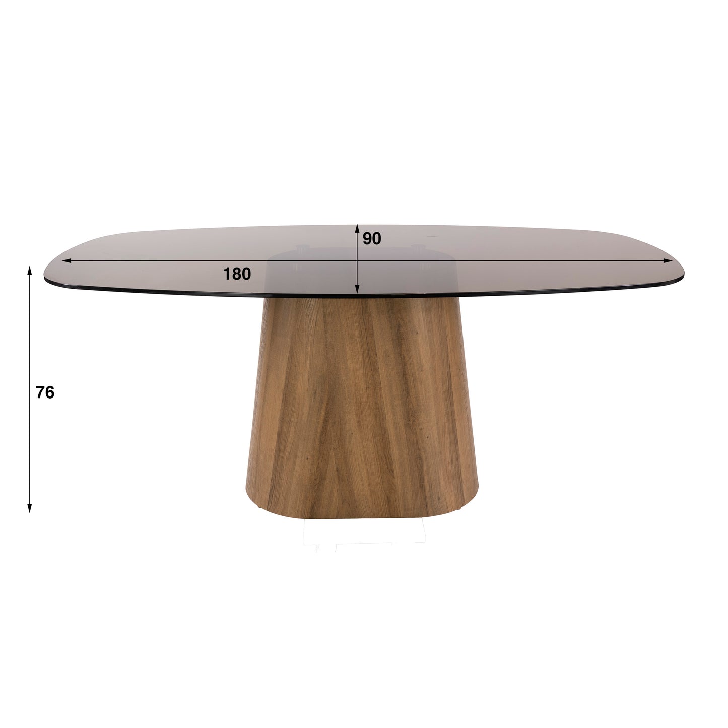 Esstisch – dänisch oval oval – 180×90×76 cm – Bronzefarbenes Glas | Modell N0337