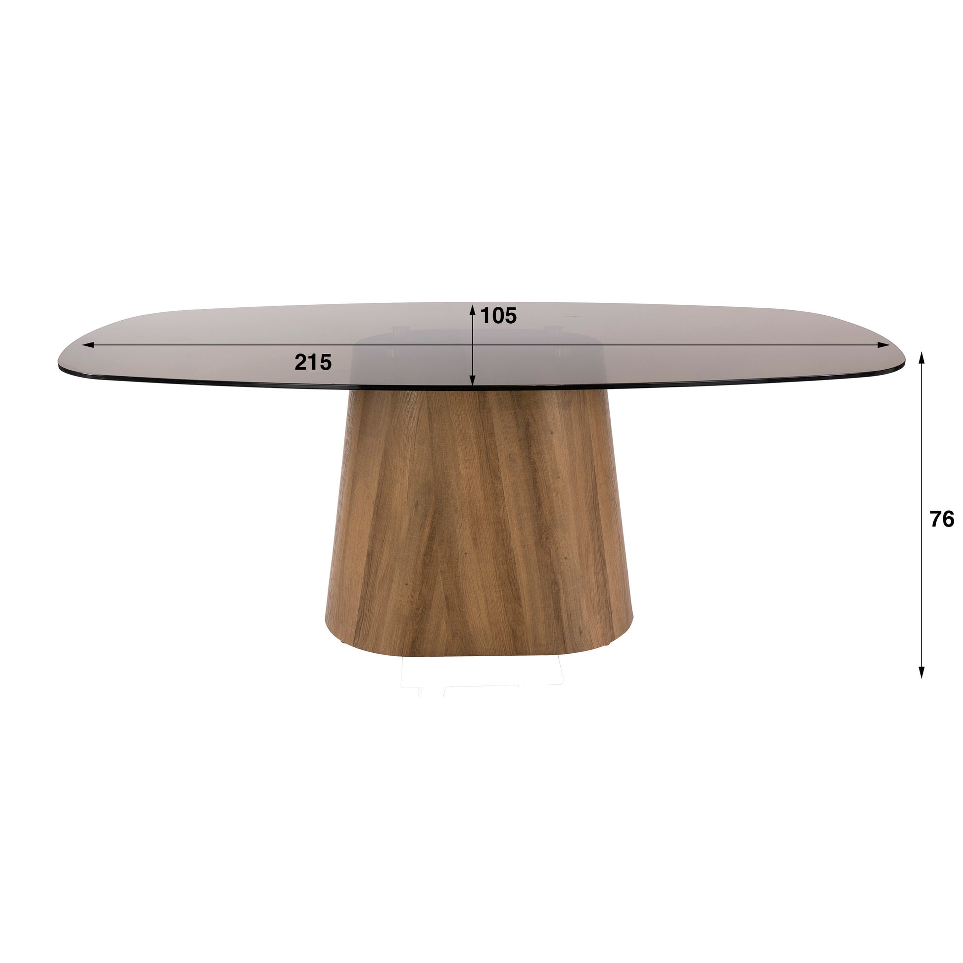 Esstisch – dänisch oval oval – 215×105×76 cm – Bronzefarbenes Glas | Modell N0338