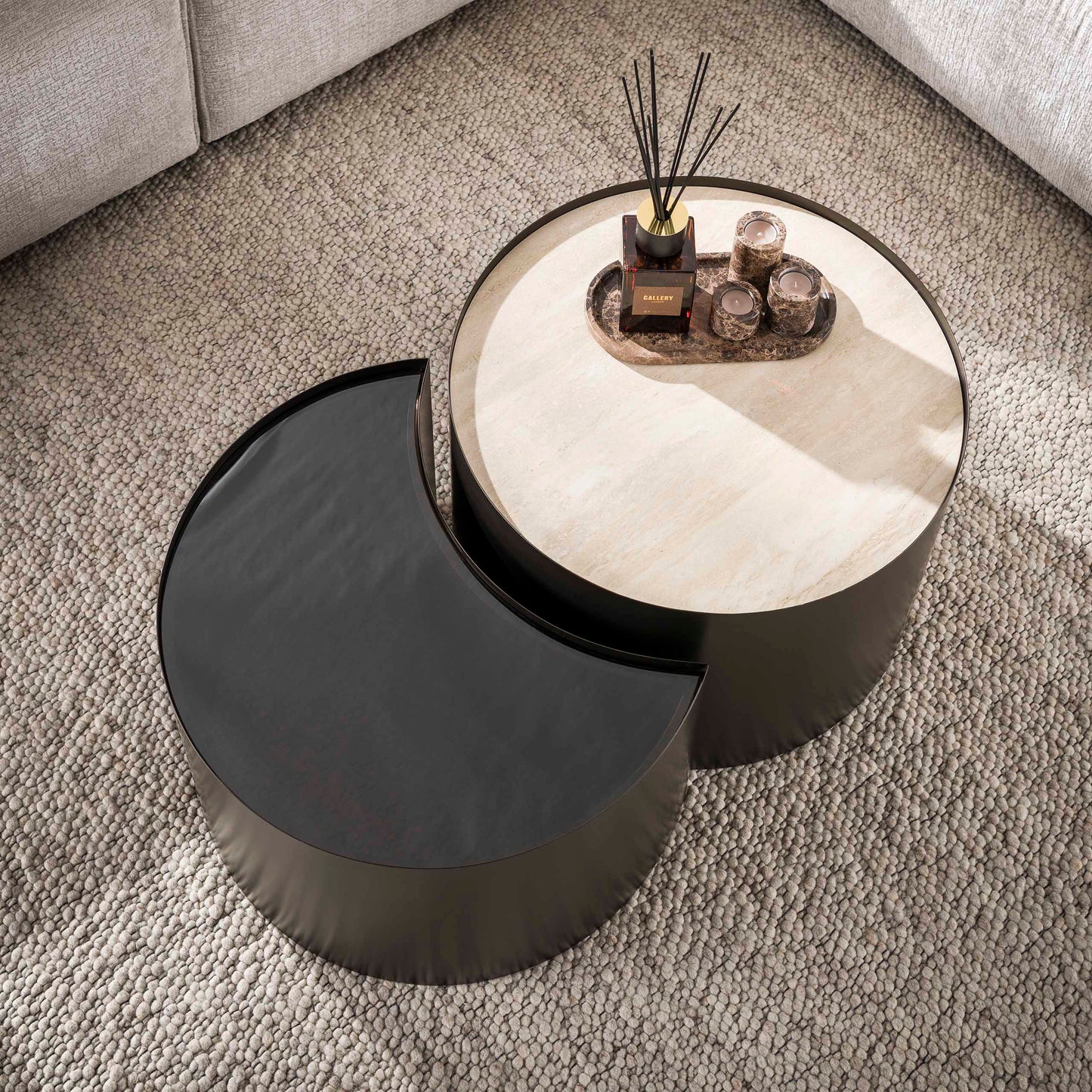 Couchtisch – 60×60×41 cm – 3D Keramik travertin | Modell N0339