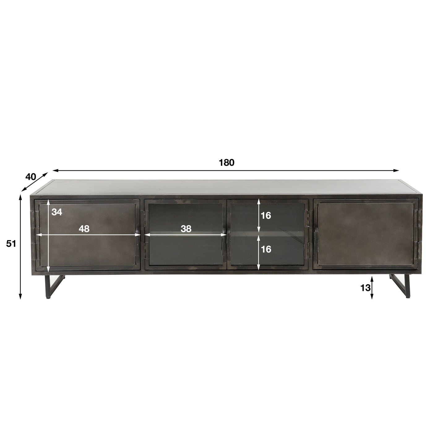 Highboard – 180×40×51 cm – Gunmetal | Modell N0343