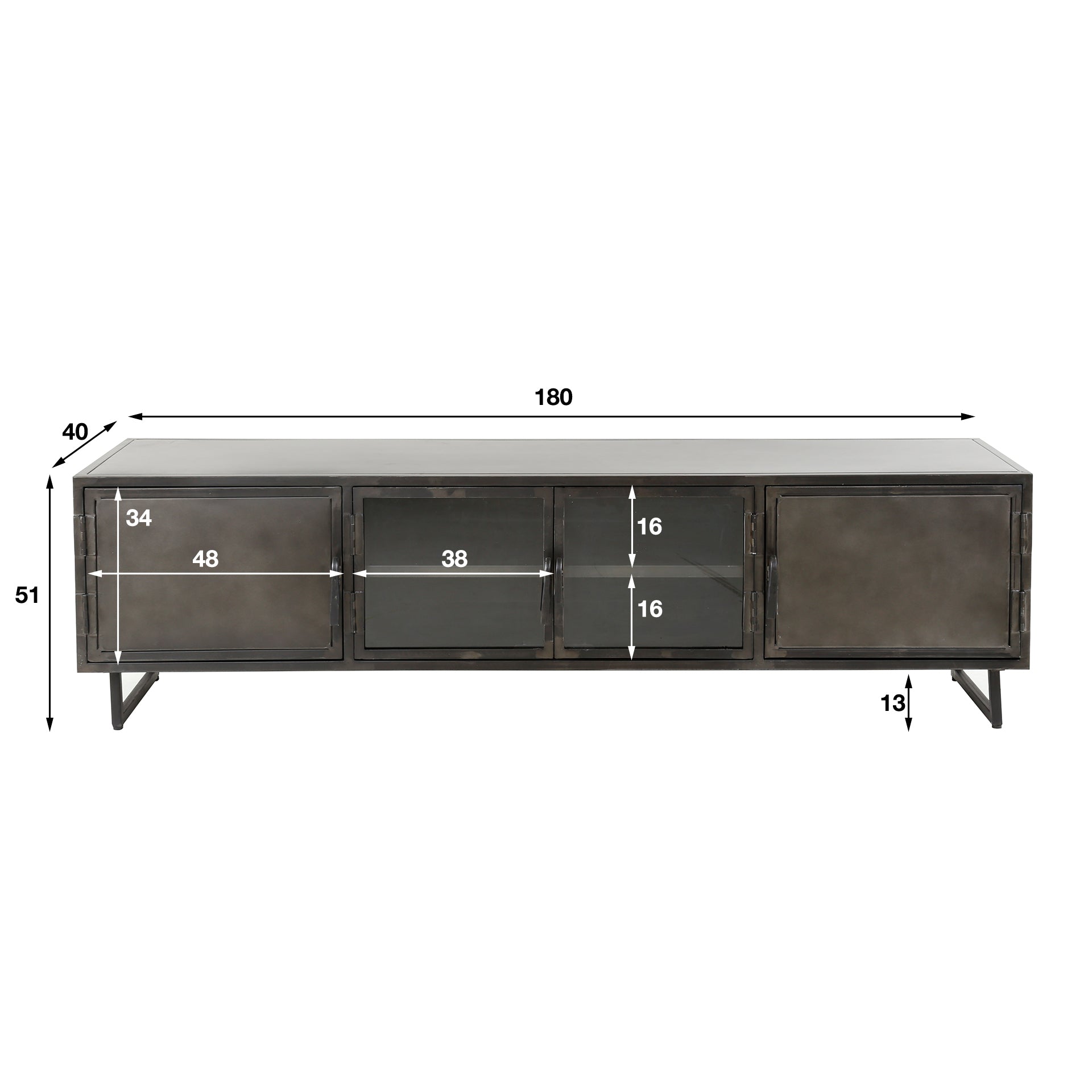 Highboard – 180×40×51 cm – Gunmetal | Modell N0343