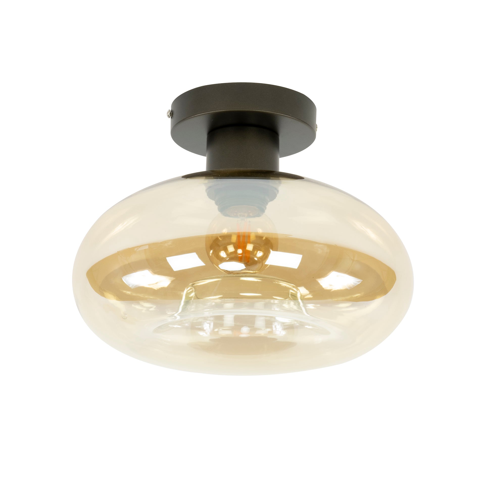 Deckenleuchte – 27×27×20 cm – Amberfarbenes Glas | Modell N0344