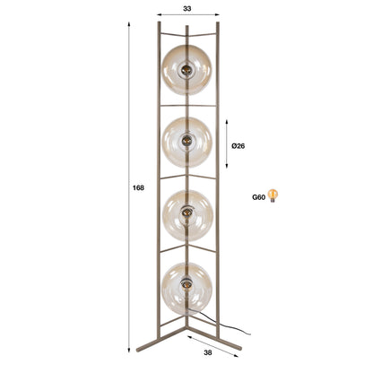 Stehleuchte – 33×20×168 cm – Amberfarbenes Glas | Modell N0346