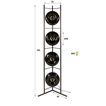 Stehleuchte – 33×20×168 cm – Amberfarbenes Glas | Modell N0346