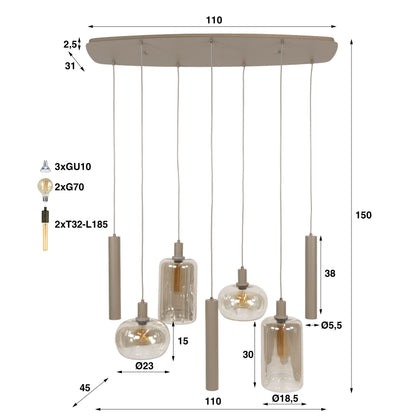 Pendelleuchte – 110×45×150 cm – Beige | Modell N0347