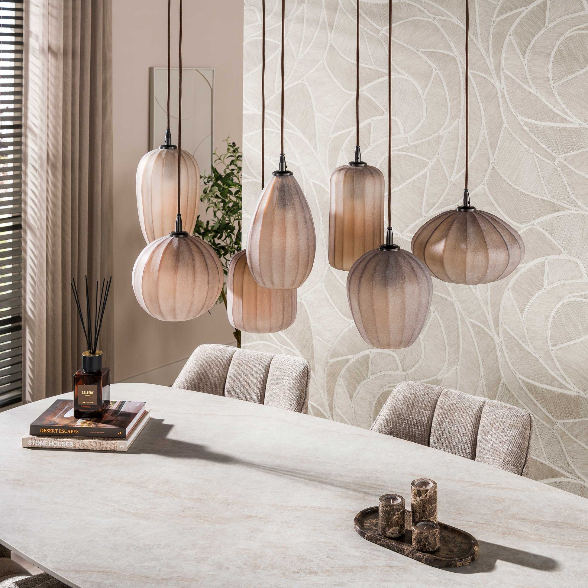 Pendelleuchte – 96×35×150 cm – Sienna braun-frosted | Modell N0353