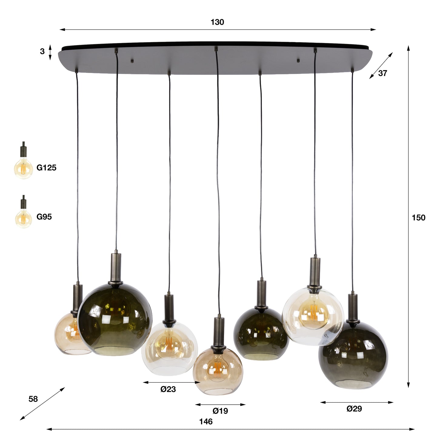 Pendelleuchte – 146×58×150 cm – Multi braun | Modell N0354