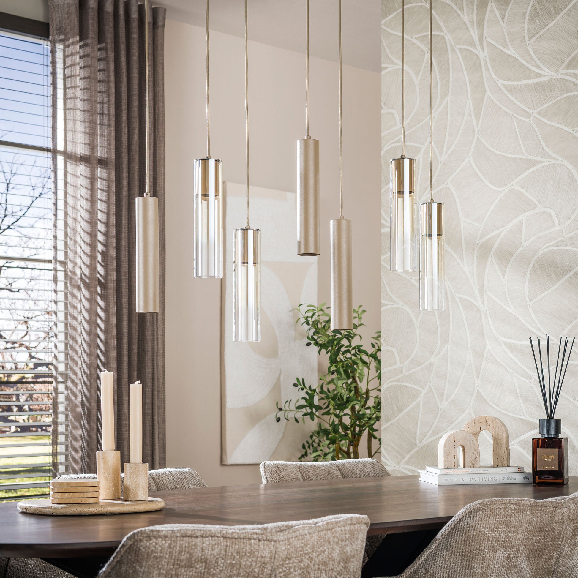 Pendelleuchte – 84×19×150 cm – Beige | Modell N0355