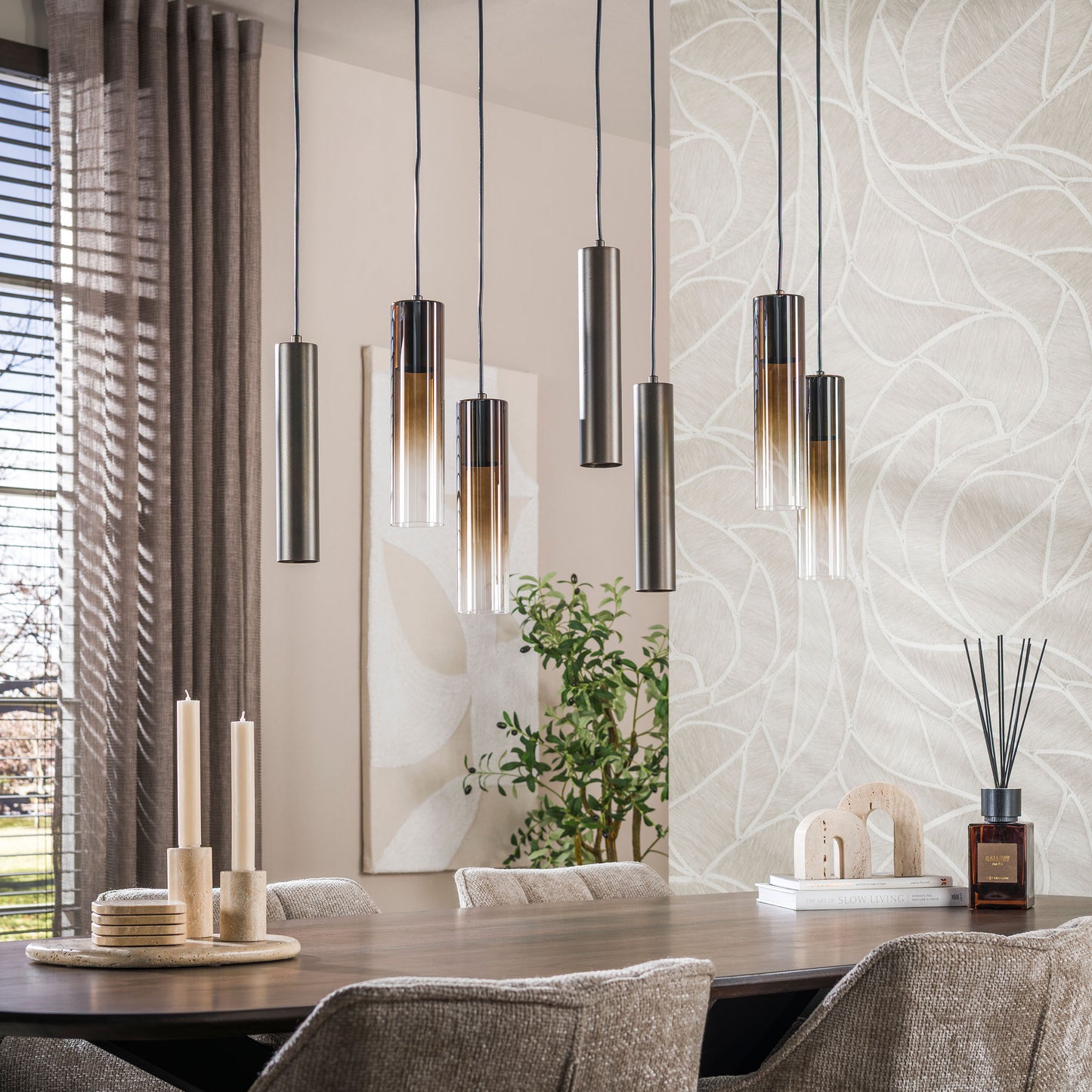 Pendelleuchte – 84×19×150 cm – Beige | Modell N0355