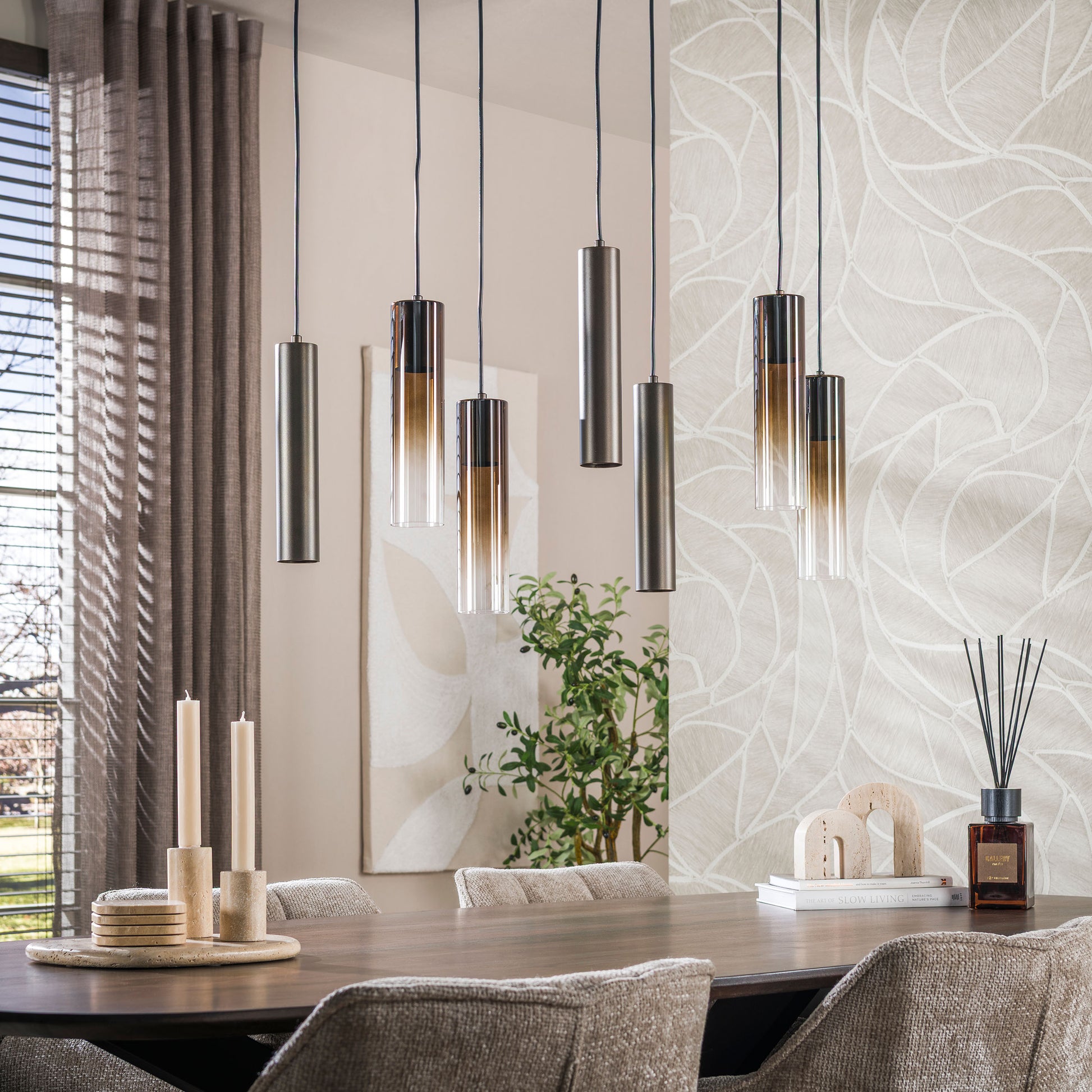 Pendelleuchte – 84×19×150 cm – Beige | Modell N0355