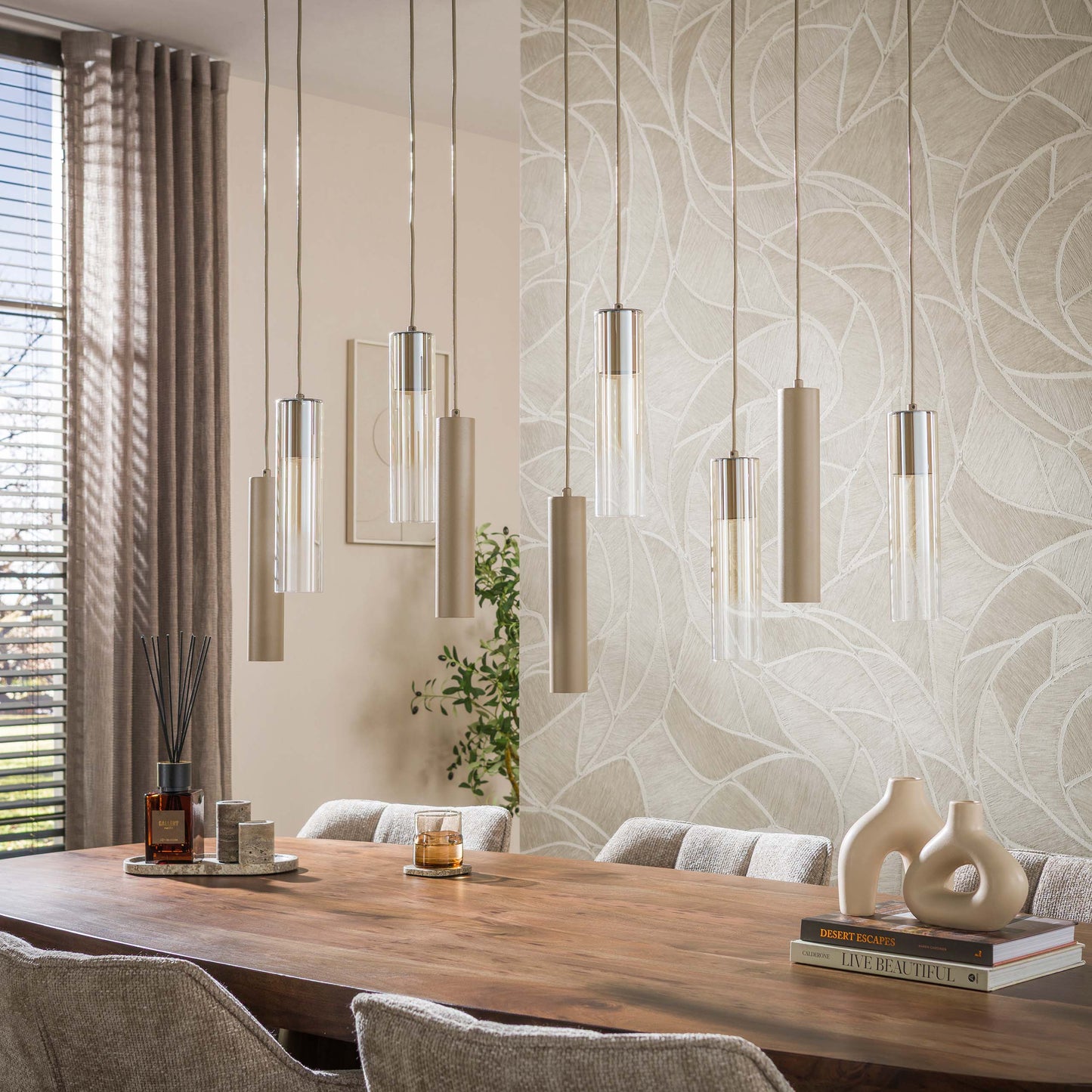 Pendelleuchte – 109×19×150 cm – Beige | Modell N0356