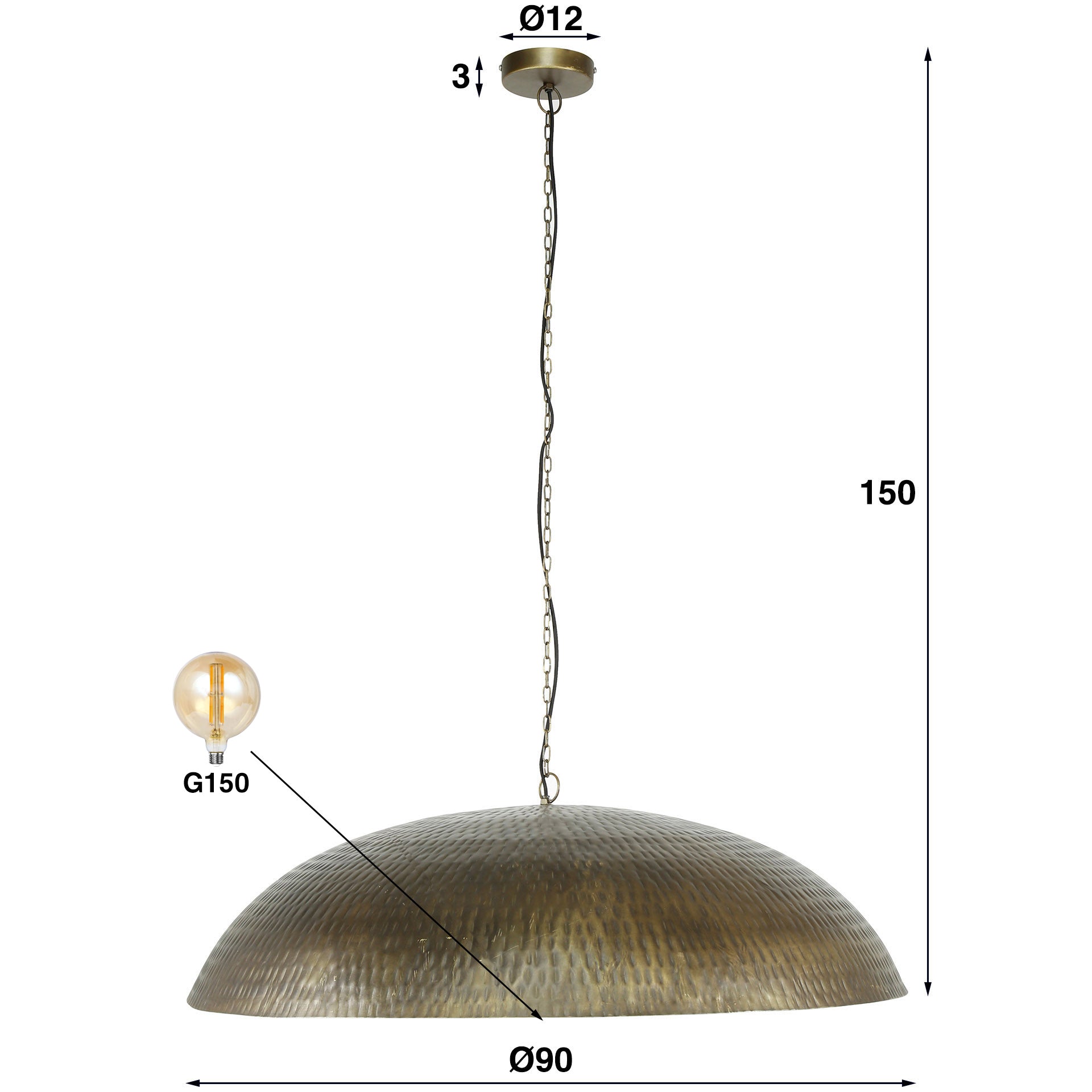 Pendelleuchte – 90×90×150 cm – Antikbronze | Modell N0367